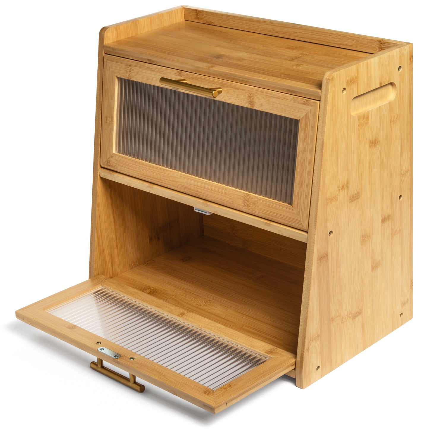 Bamboo Bread Box for Kitchen Countertop, Large Dual-Layer Breadbox Provides Double the Bread Storage Space