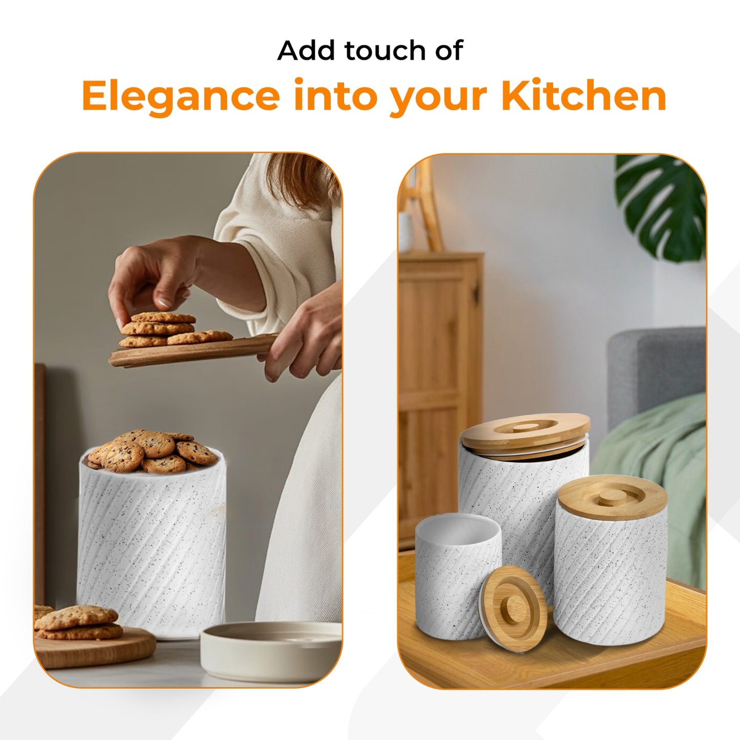 Canisters for Countertop & Pantry, Set of 3 Airtight Food Storage Containers for Flour and Sugar and More