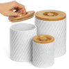 Kitchen canister set showing size comparison of small, medium, and large