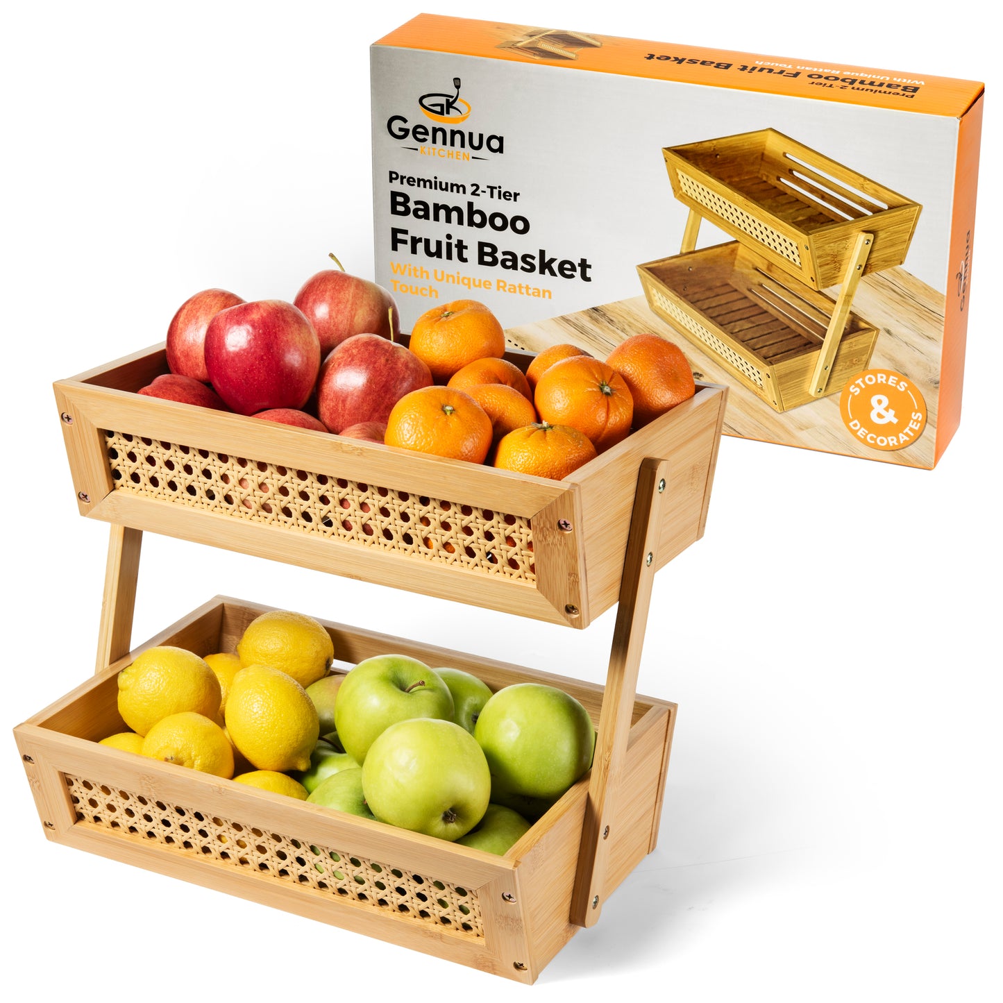 Bamboo Fruit Basket for Kitchen Counter